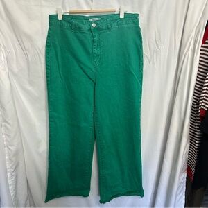 Zenana green ankle length wide leg jeans.
